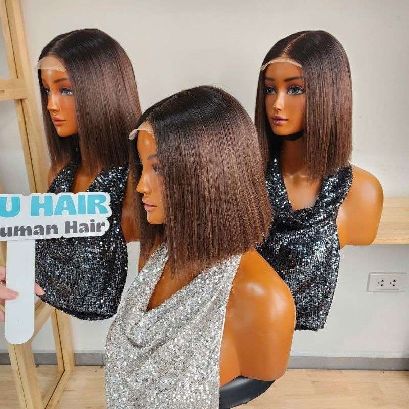 Bob wigs ombre color Lace frontal closure human hair wig