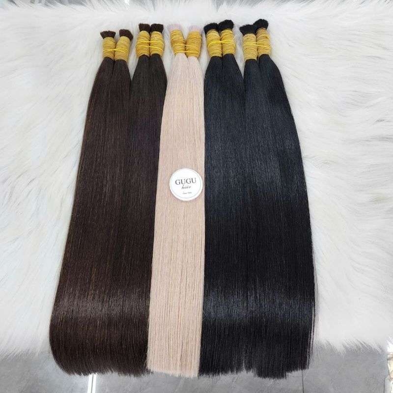 Silky bone straight braiding hair 22" brown color - Vietnamese Human Hair