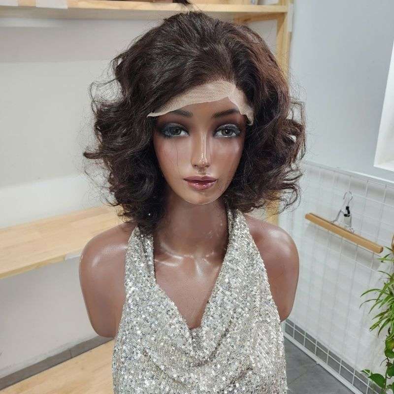 Premium Chocolate Brown Bouncy Curly Bob Wig – Short Raw Vietnamese Human Hair Wig