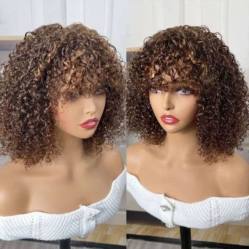 Highlights Curly Bob Wig with Bangs