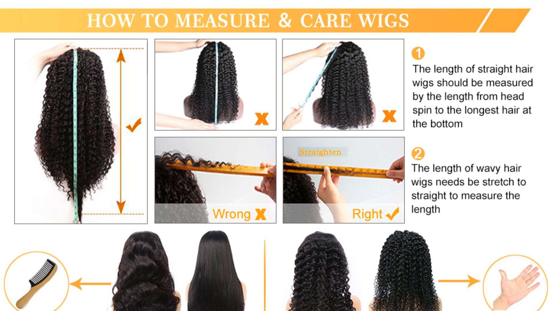 The difference between measuring straight hair and wavy hair