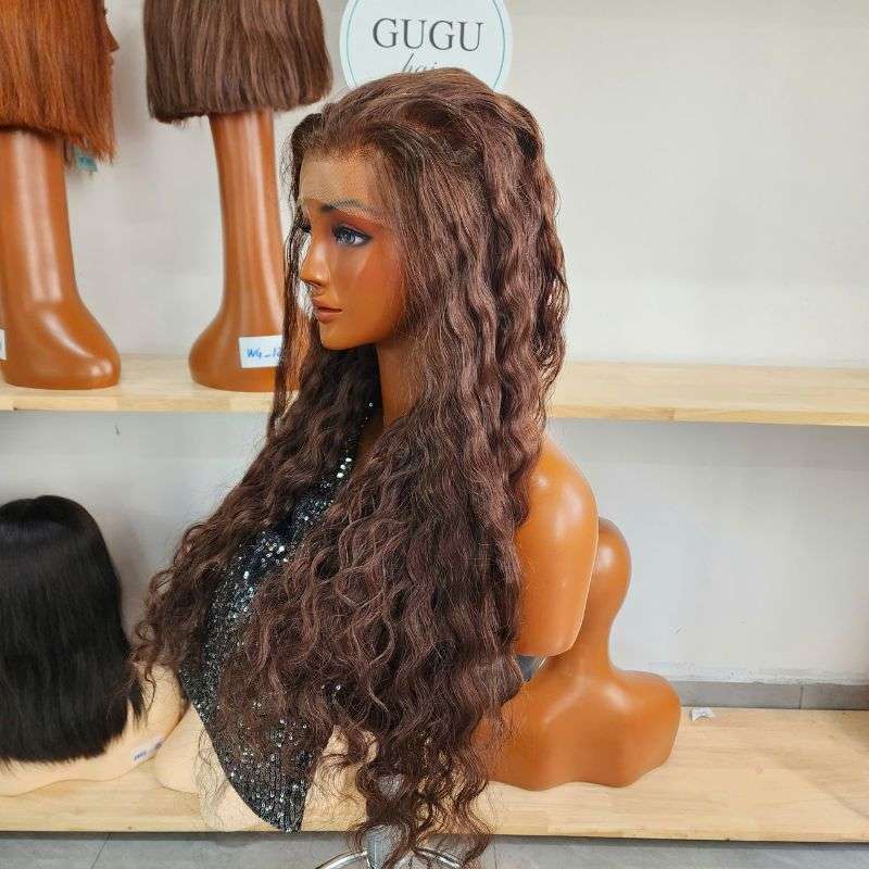 Medium Brown Curly Full Lace Wig | 100% Vietnamese Human Hair 9 Full Lace Wig #4 – Medium Brown (6)