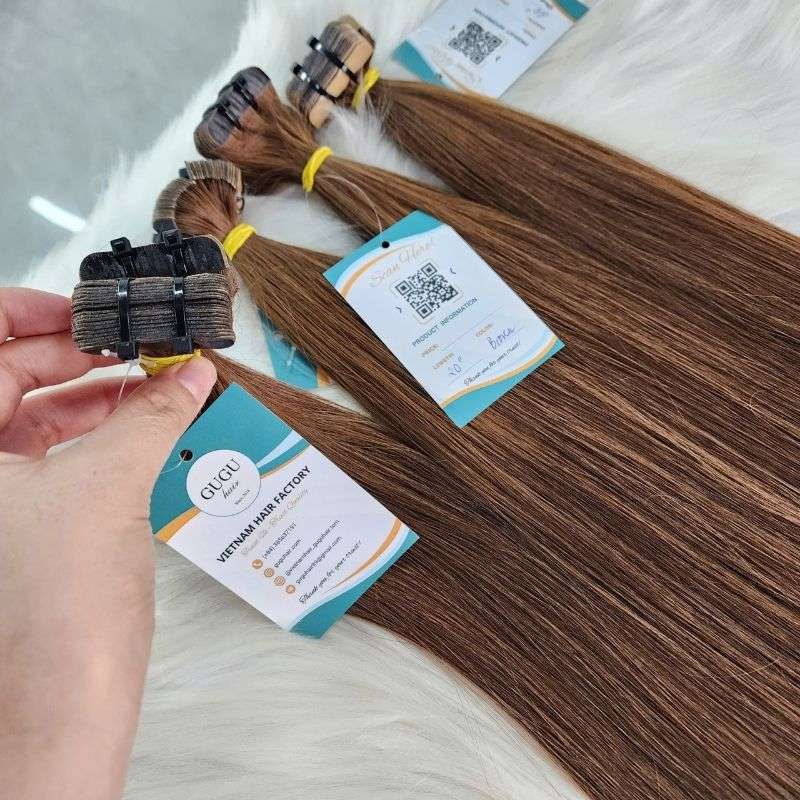 GUGU HAIR – Raw Vietnamese Human Hair Wig 65 #6A Light Ash Brown Tape-In Extensions