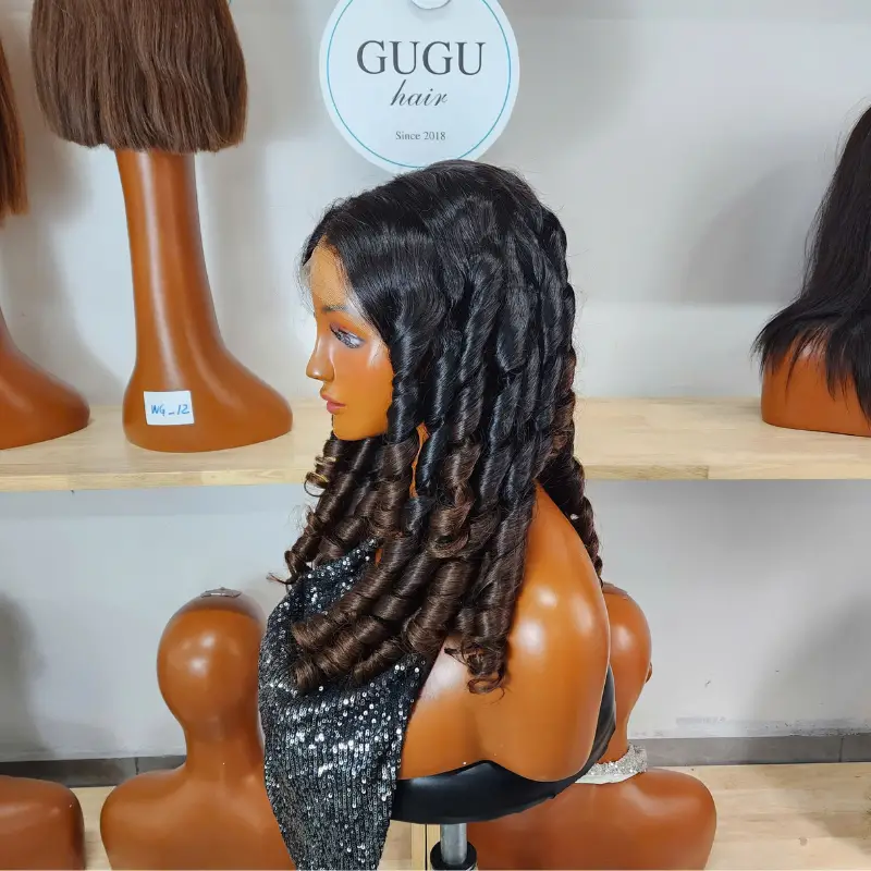 24 Inch Bouncy Curly Wig showing full back curl pattern