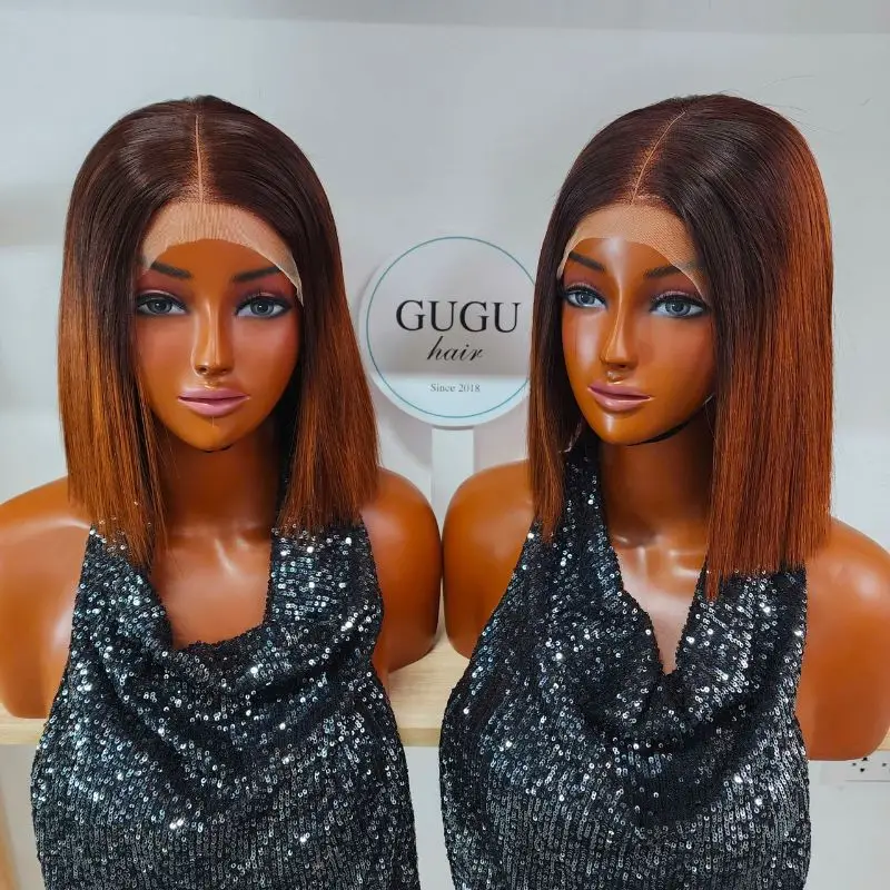 Vietnamese Hair Factory | Human Hair Manufacturer | GUGU HAIR 47 Chestnut Brown Human Hair Wig straight bob front view