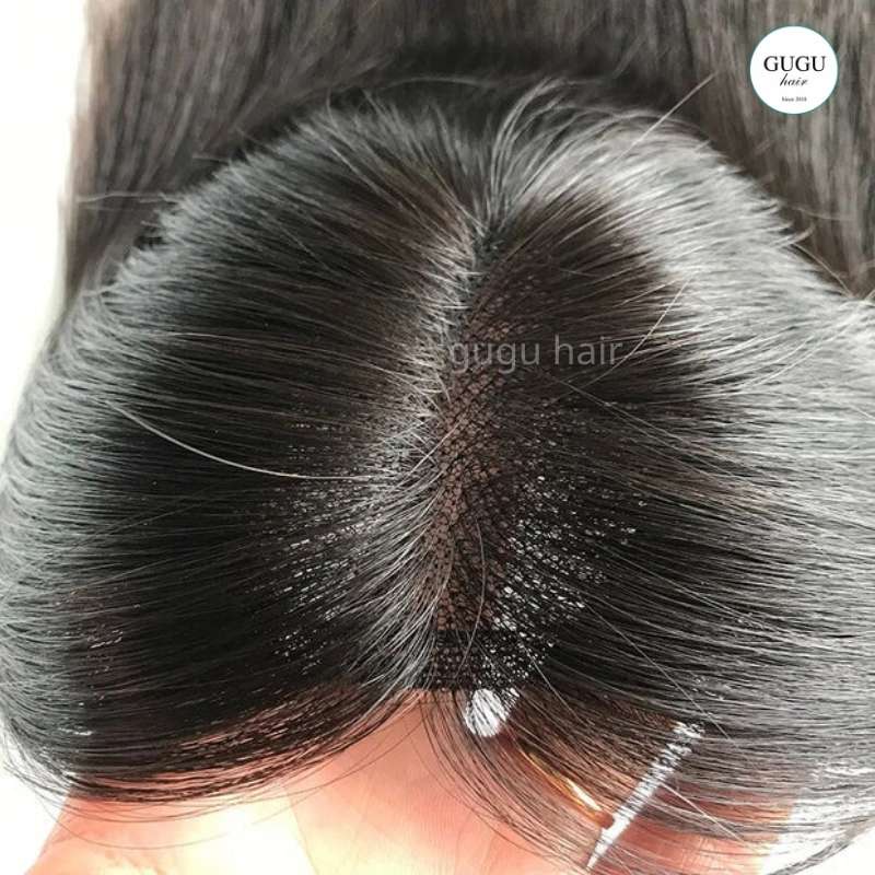 Human hair topper with bangs for women (2)