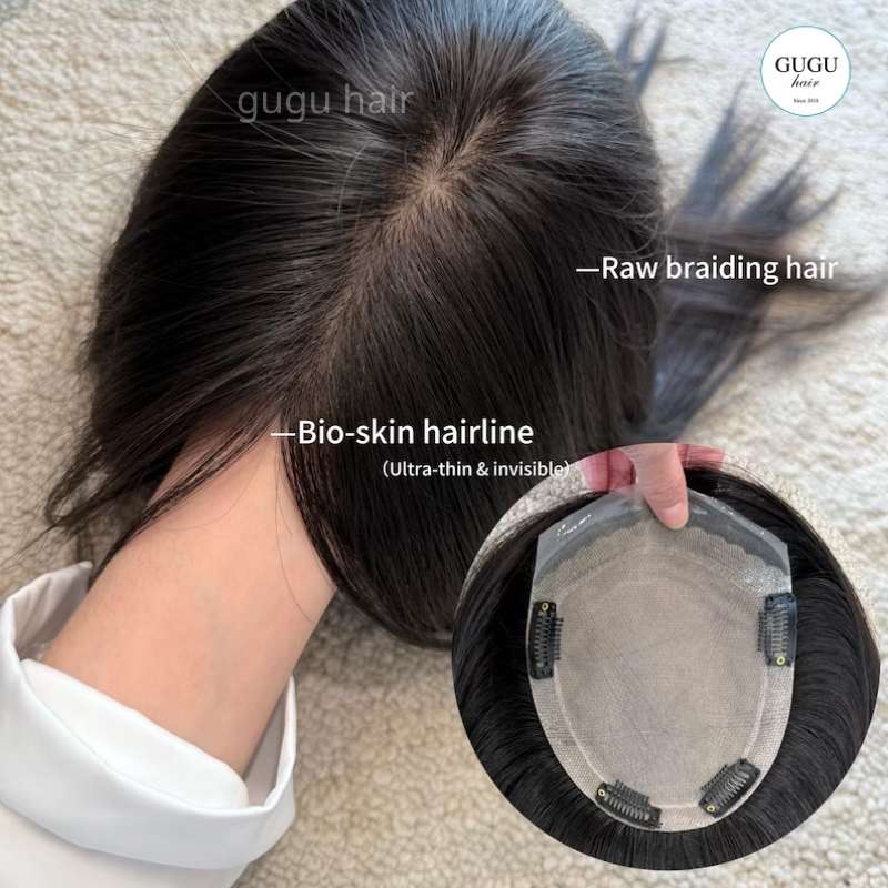 Human hair topper with bangs for women (6)