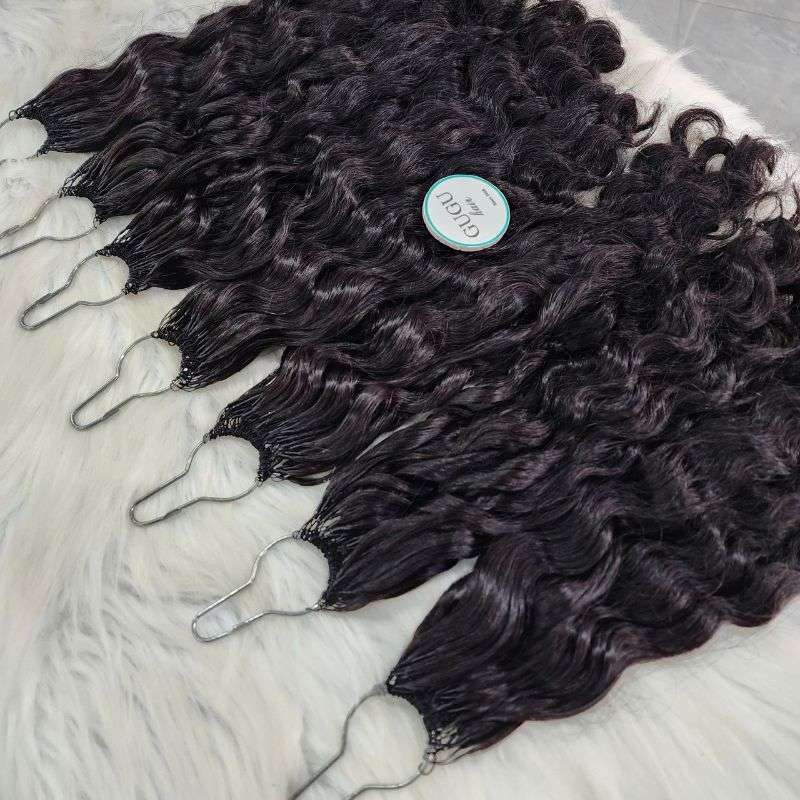 Wavy black Crochet Braids human hair extensions full view