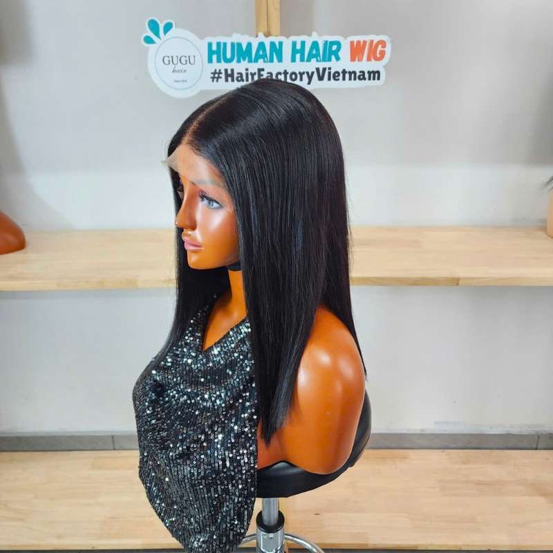 14 Inch Bone Straight Human Hair Wig side view