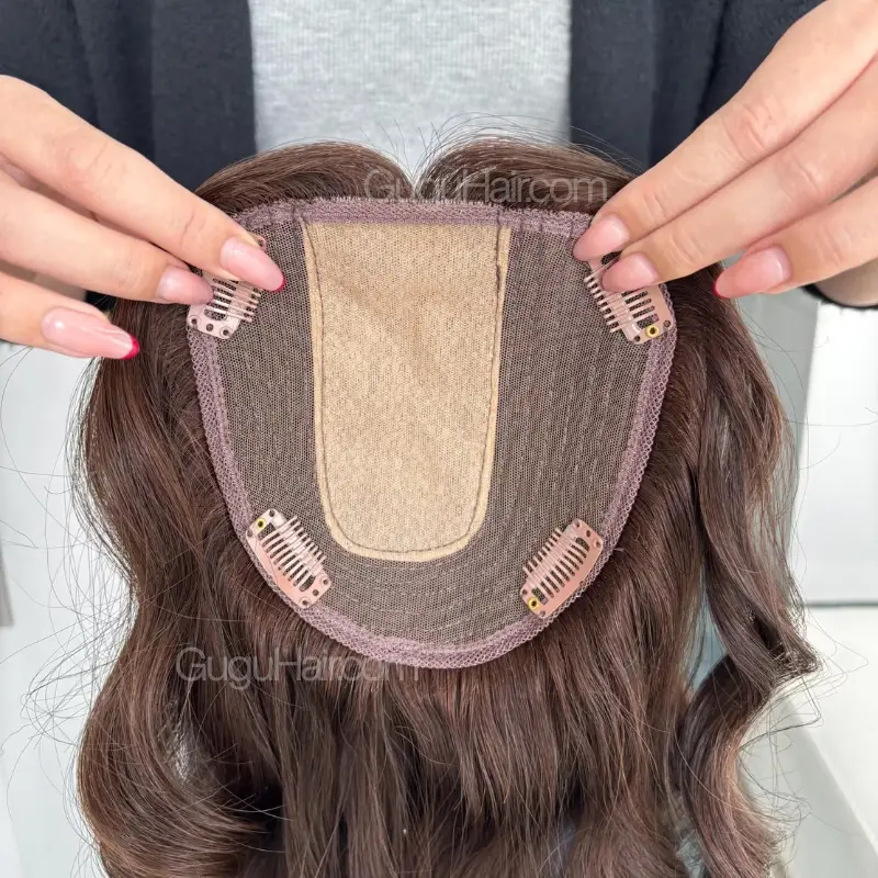 14x15cm Human Hair Topper breathable base with clips