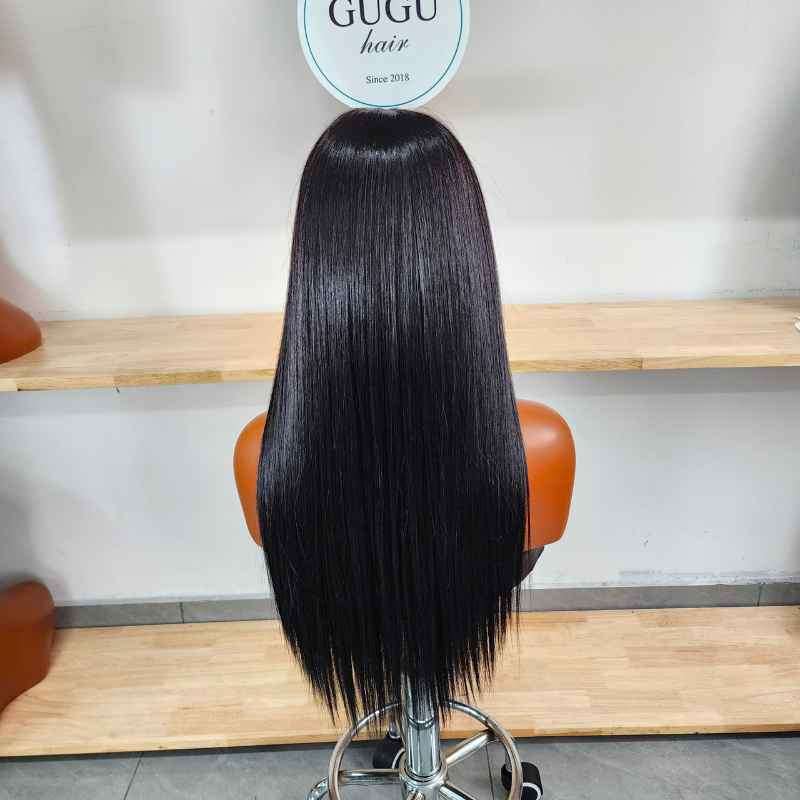 25 Inch Straight HD Lace Wig Natural Black Vietnamese Human Hair | GUGU HAIR 4 25 inch straight Vietnamese human hair wig back view