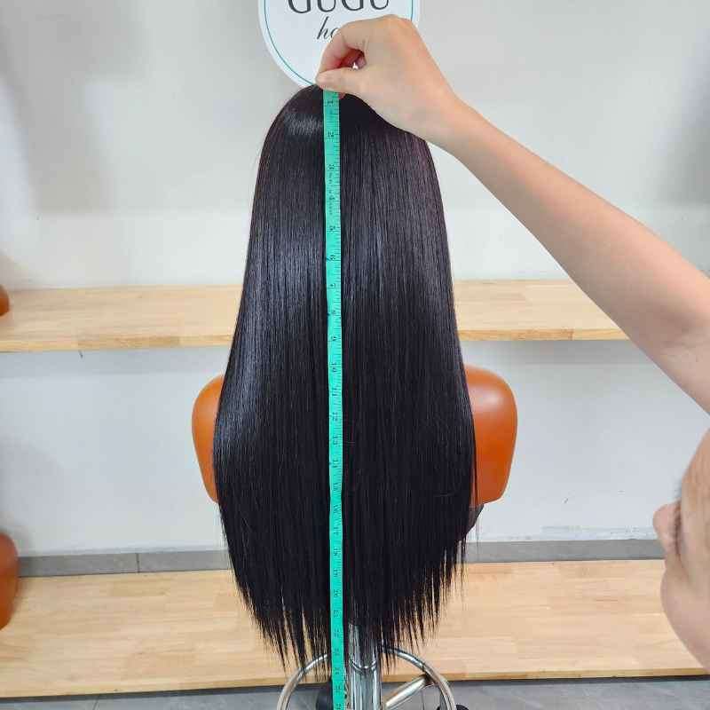 25 Inch Straight HD Lace Wig Natural Black Vietnamese Human Hair | GUGU HAIR 3 25 inch HD lace wig length measurement straight human hair