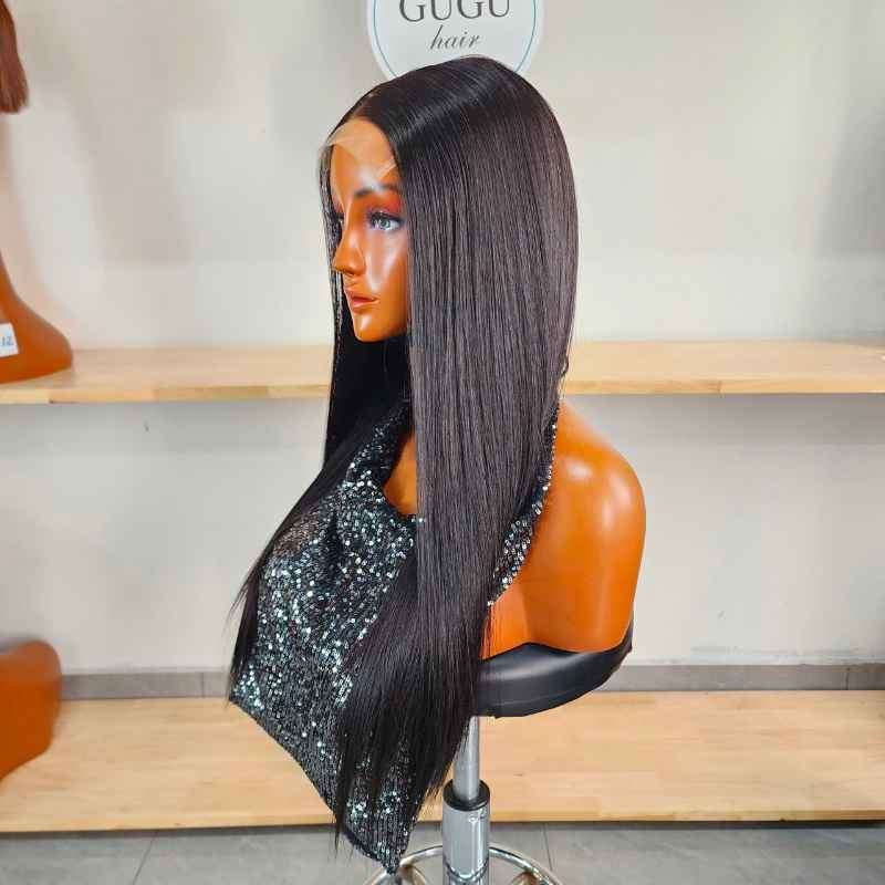 25 inch straight HD lace wig Vietnamese human hair side view