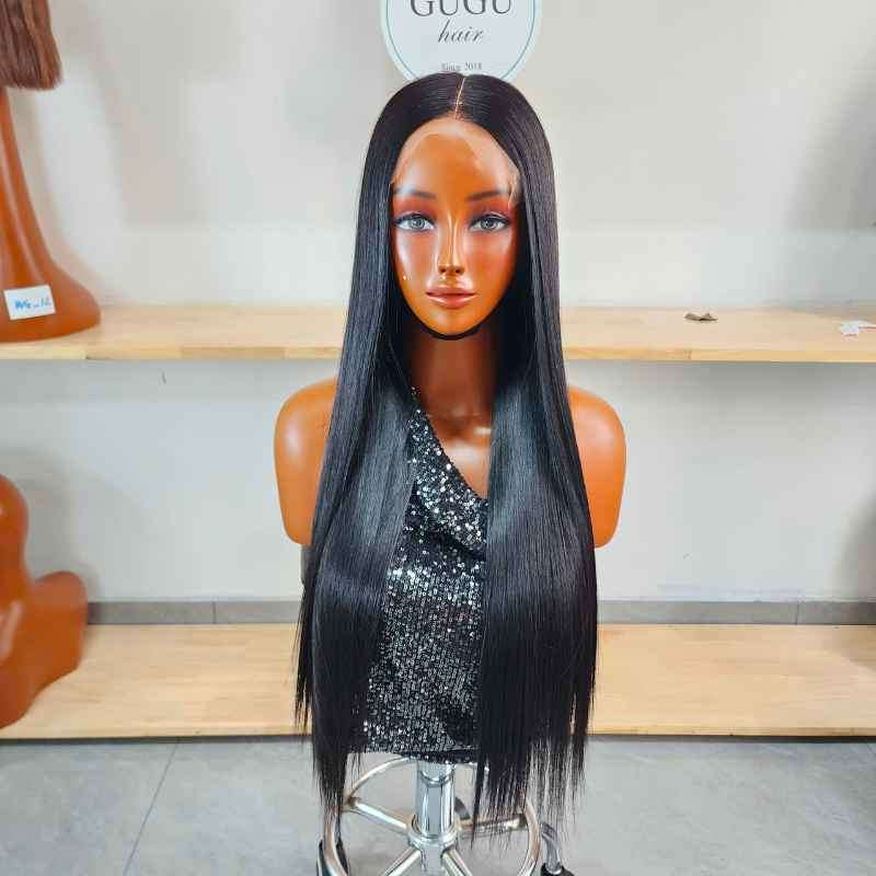 28 inch bone straight wig Vietnamese human hair front view