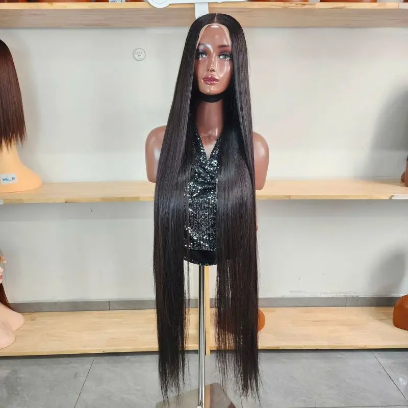 🎃Halloween Sale 28 40 Inch Bone Straight Wig natural black front view