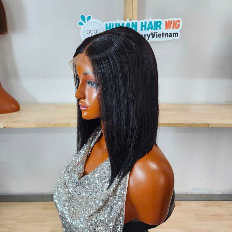 Black Straight Closure Wig 10 Inch side view