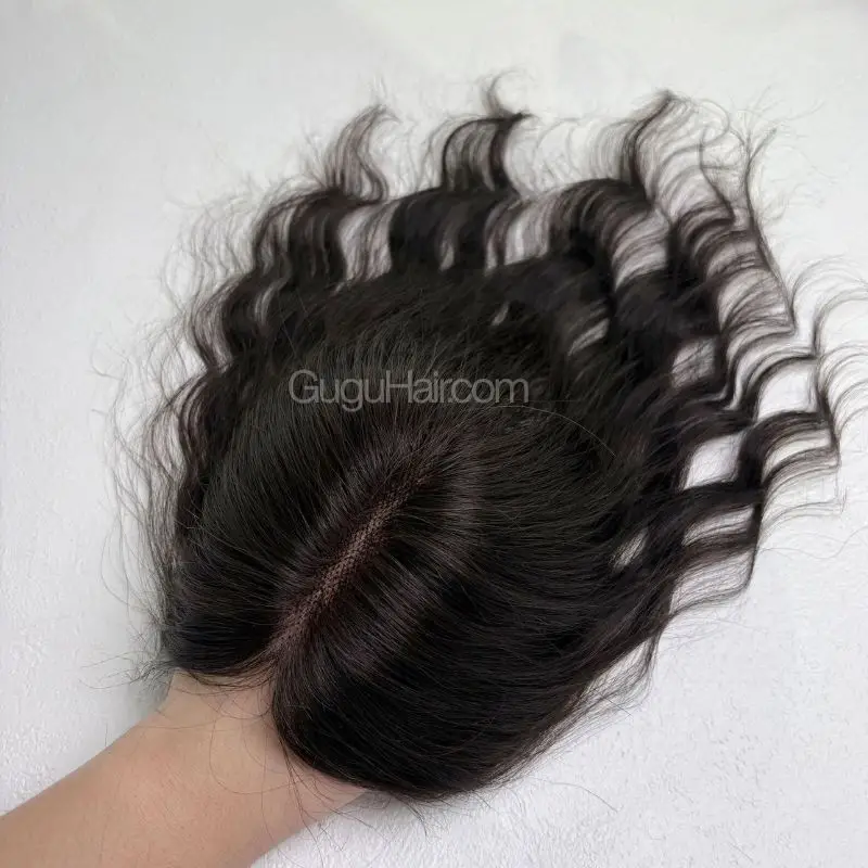 Black Ultra-HD Lace Curly Topper front hair view