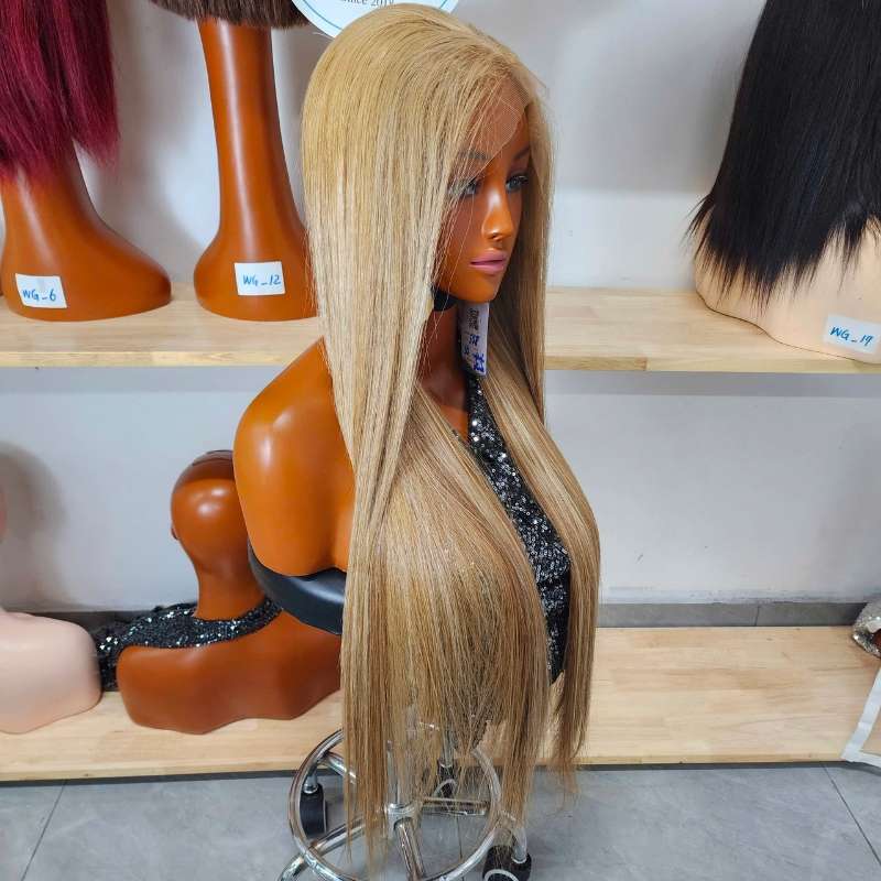 Vietnamese Hair Factory | Human Hair Manufacturer | GUGU HAIR 36 Blonde Straight Human Hair Wig 30 Inch side view