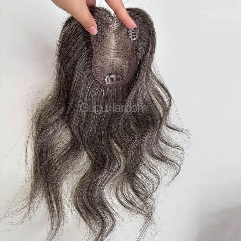 Pepper Ombre HD Lace Topper 8x11cm 12 inch wavy hair view