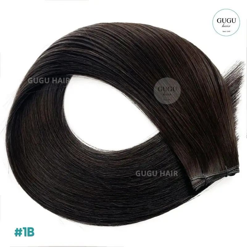Best Genius Weft Hair Extensions #1B Natural Black – Raw Vietnamese Human Hair