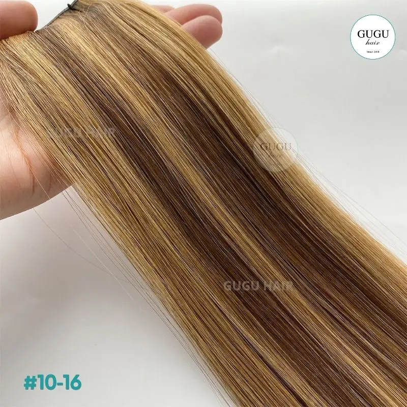Vietnamese Hair Factory | Human Hair Manufacturer | GUGU HAIR 90 Genius Weft Hair Extensions 22 Inch Bone Straight #10–#16 Piano Color