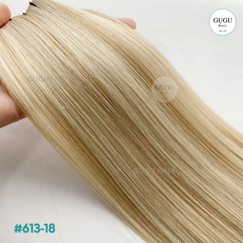 Vietnamese Hair Factory | Human Hair Manufacturer | GUGU HAIR 83 Genius Weft Extensions #613/18 Blonde Mix - Best Hair Extensions
