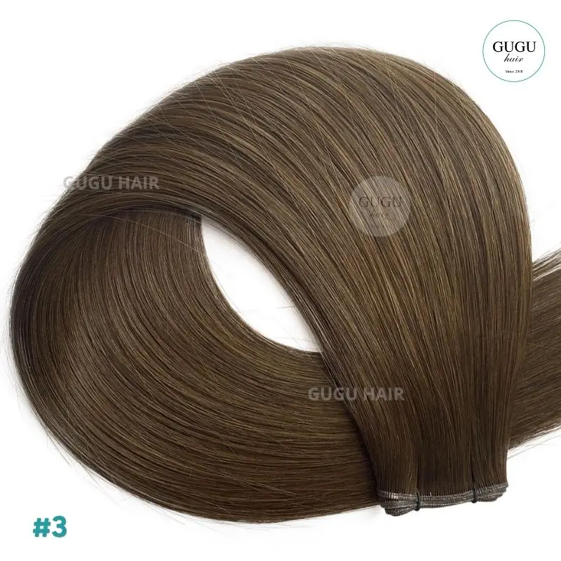 Genius Weft Hair Extensions USA – #3 Dark Brown 100g Ultra-Thin Seamless Weft for Natural Length & Volume