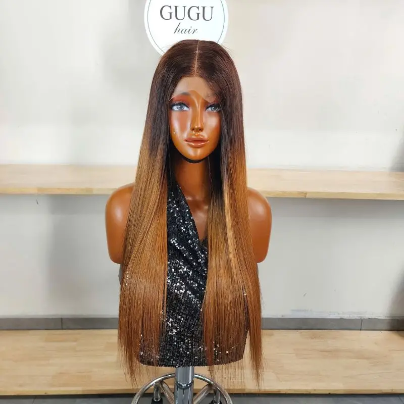 Lace Closure Wigs 24 Inches Bone Straight Hair Ombre Tones Hot Trend