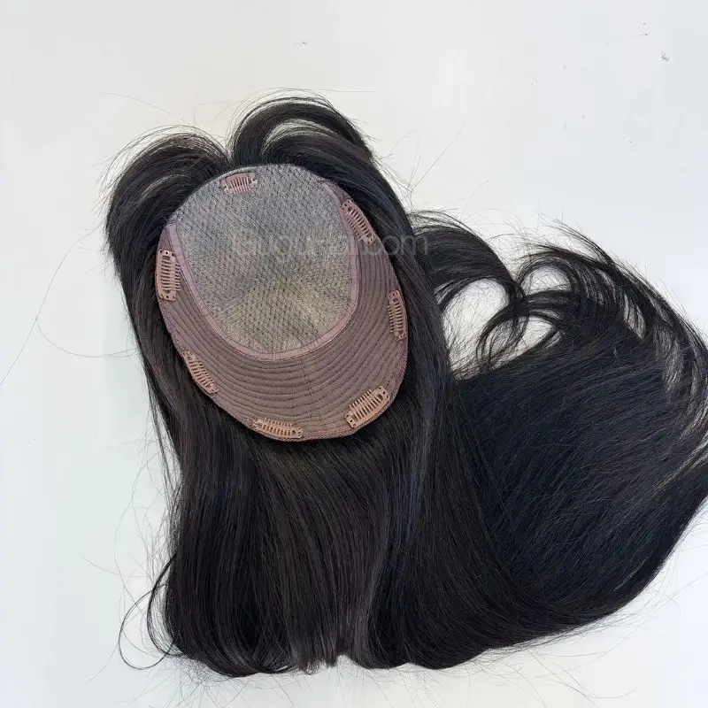 Large Coverage Human Hair Topper 7x8 inch base