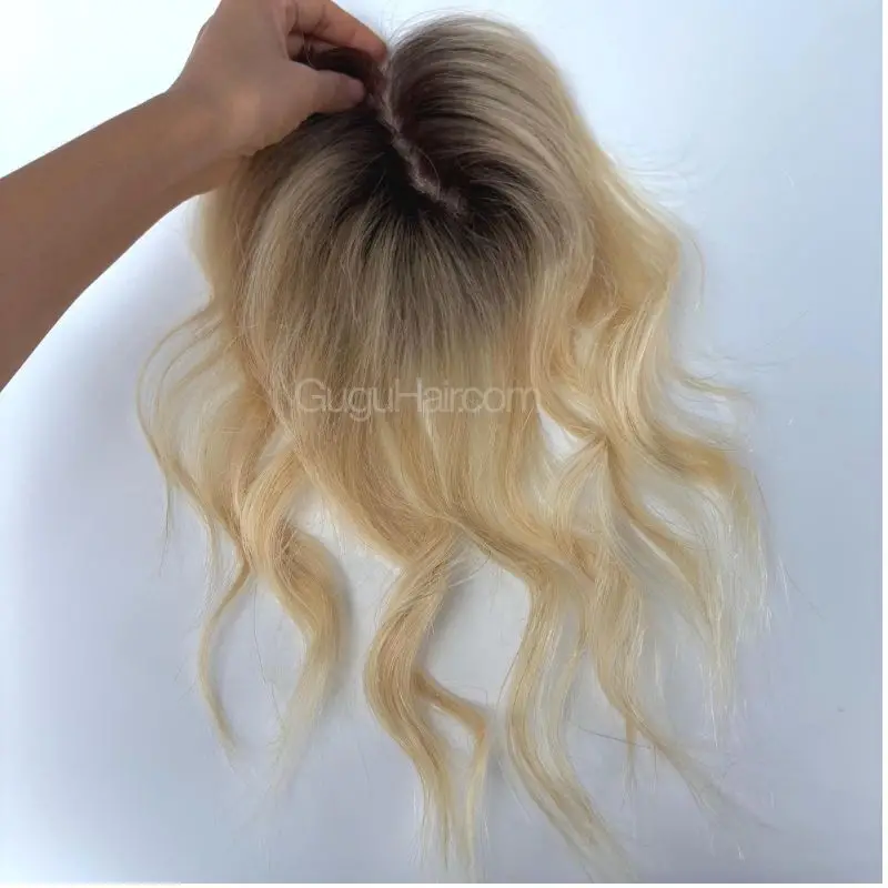 Blonde Water Wave Hair Topper highlighted wave texture