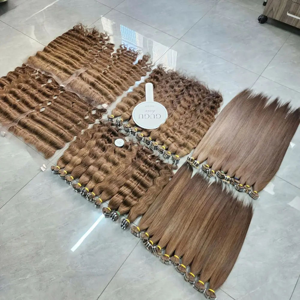 Brown Color Tape In and Frontal Vietnamese Human Hair Extensions GUGU Hair 2