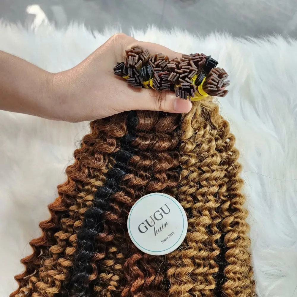 Vietnamese Hair Factory | Human Hair Manufacturer | GUGU HAIR 87 Kinky Curly Flat Tip Keratin Hair Extensions – Vietnamese Human Hair