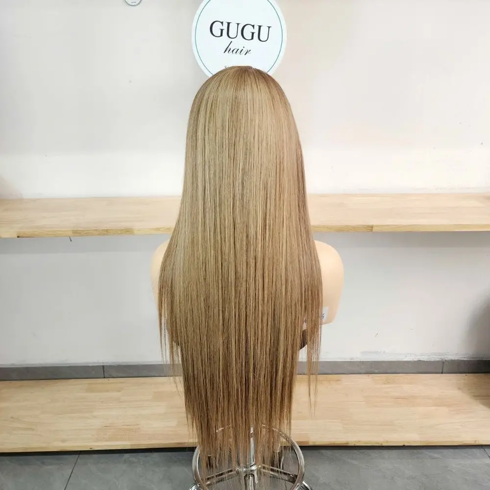 honey blonde long straight human hair wig guguhair.jpg 1