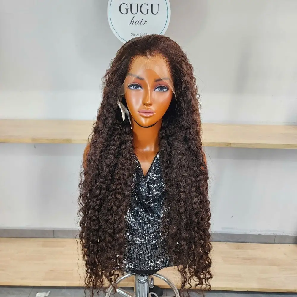 Raw Burmese Curly Wig – Chestnut Brown Human Hair Wig, Soft Bouncy Curls
