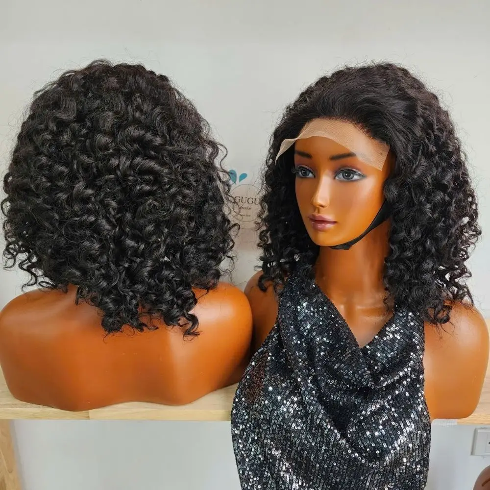 Vietnamese Hair 88 Short Black Curly Human Hair Lace Front Wig – Soft Bouncy Curls, Natural Volume & Realistic Hairline